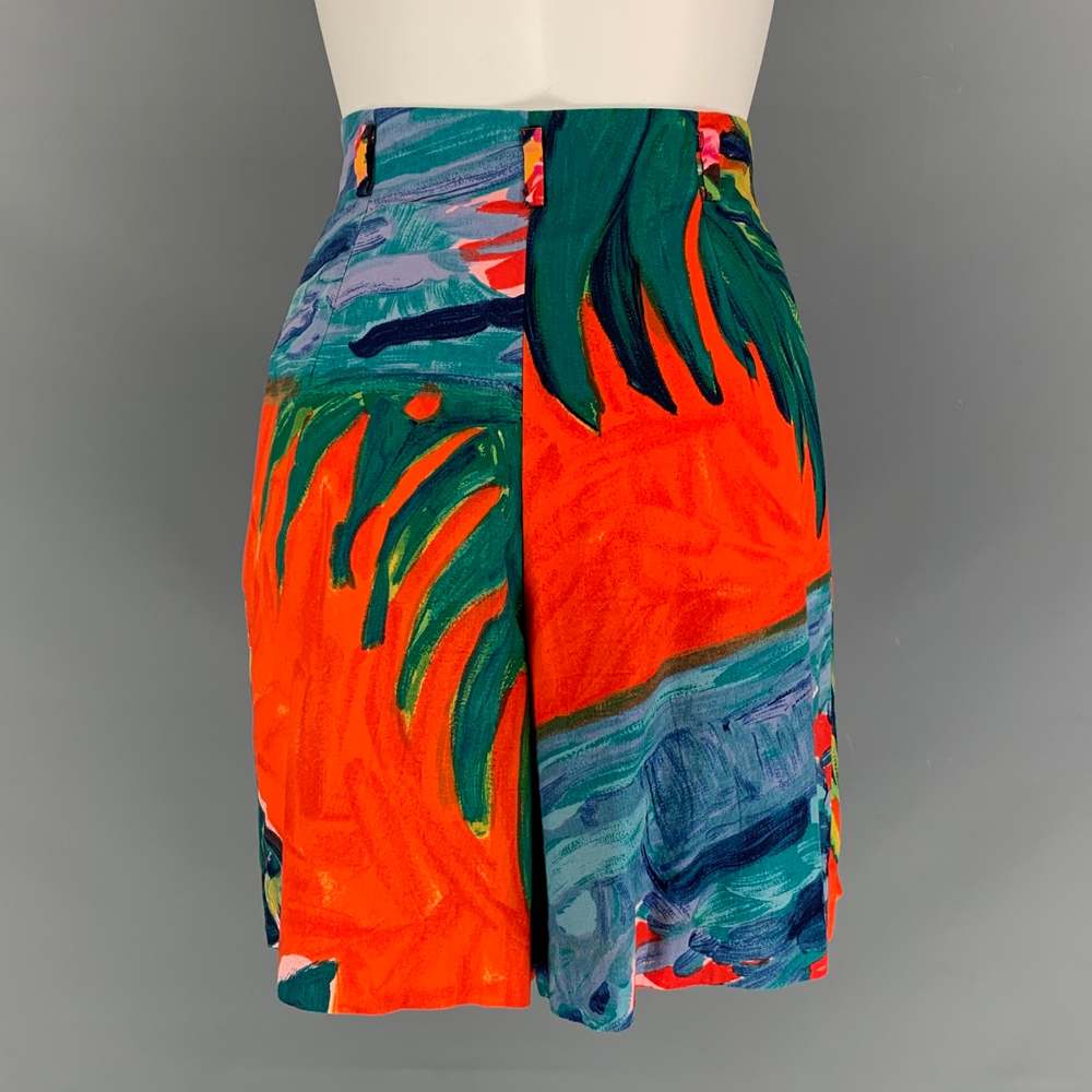 RALPH LAUREN Multi-Color Cotton Watercolor High Waisted Shorts - Picture 3 of 5